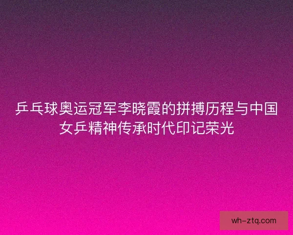 乒乓球奥运冠军李晓霞的拼搏历程与中国女乒精神传承时代印记荣光